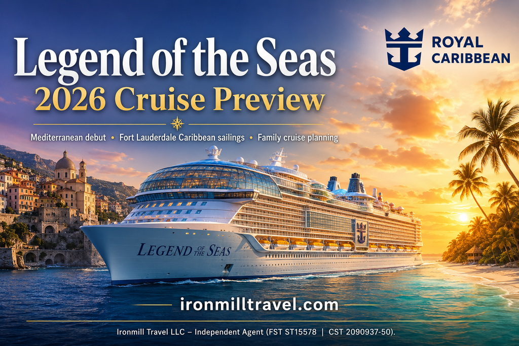 Royal Caribbean says Legend of the Seas is set for a July 2026 European debut with Western Mediterranean sailings, followed by Fort Lauderdale Caribbean cruises beginning in November 2026. Travelers should verify sailing dates and itineraries before booking because cruise schedules can change.